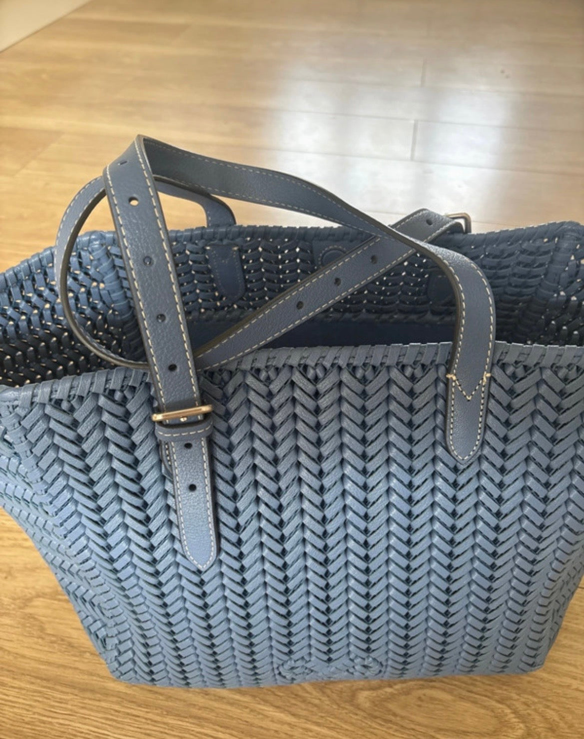 Anya Hindmarch Blue Neeson Large Leather Tote