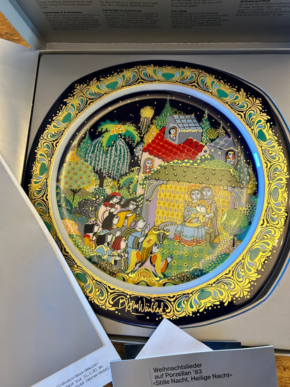 Set of 6 Limited Edition Vintage Rosenthal Bjørn Wiinblad "Christmas Carols on Porcelain" Plates - Boxed with COAs