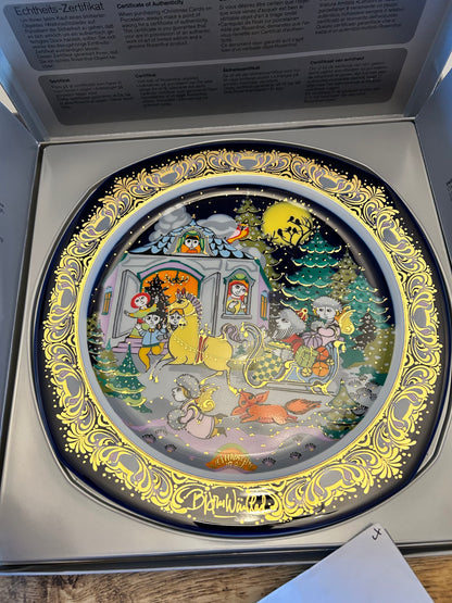 Set of 6 Limited Edition Vintage Rosenthal Bjørn Wiinblad "Christmas Carols on Porcelain" Plates - Boxed with COAs