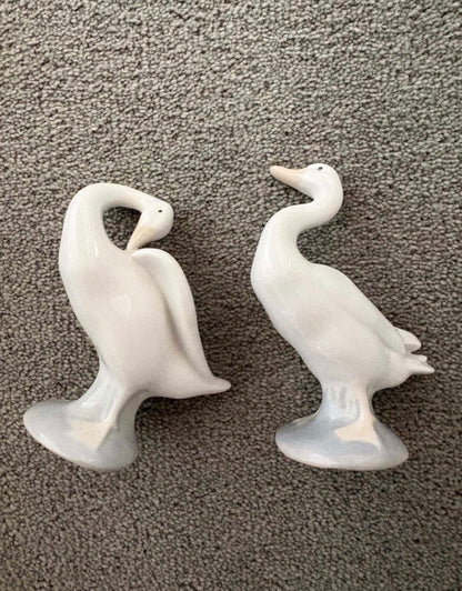 vintage Lladró glazed porcelain duck figurines