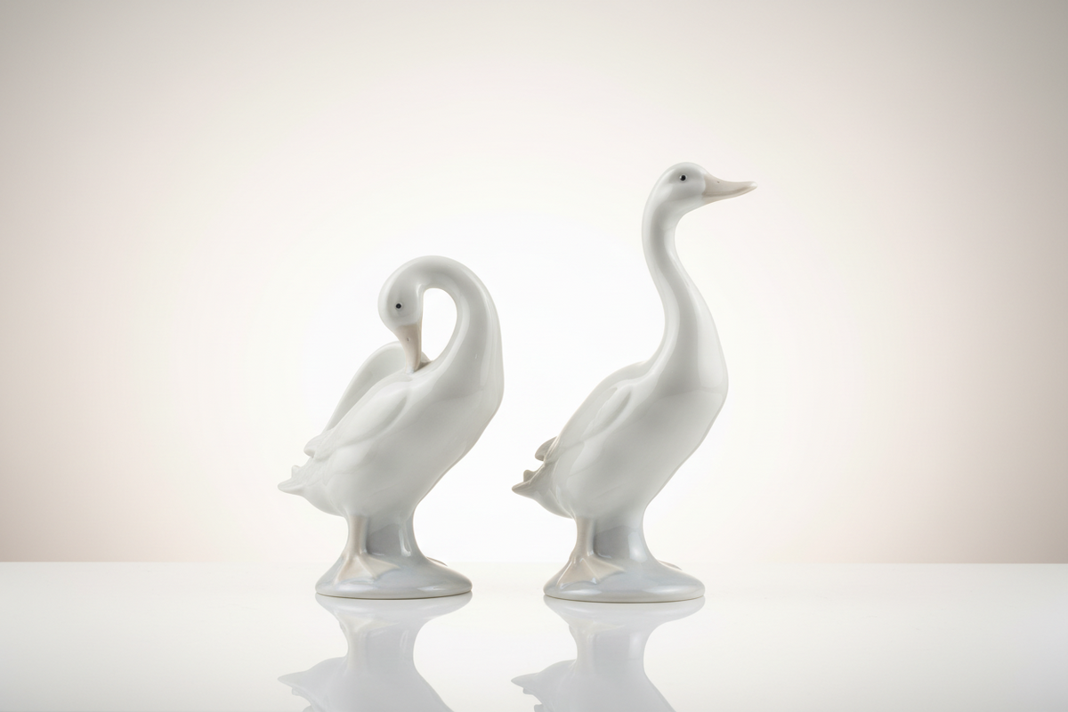 vintage Lladró glazed porcelain duck figurines