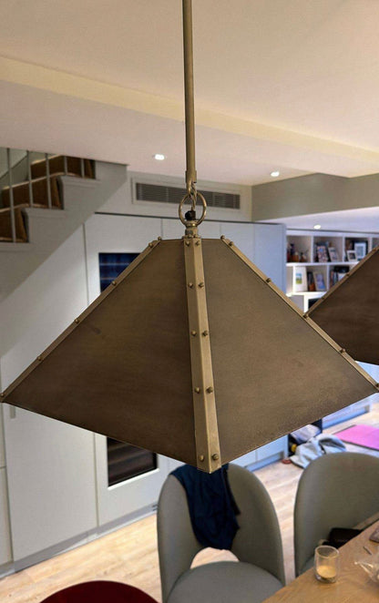 Trio of Charles Edward Hanging Pyramid Shade Lights