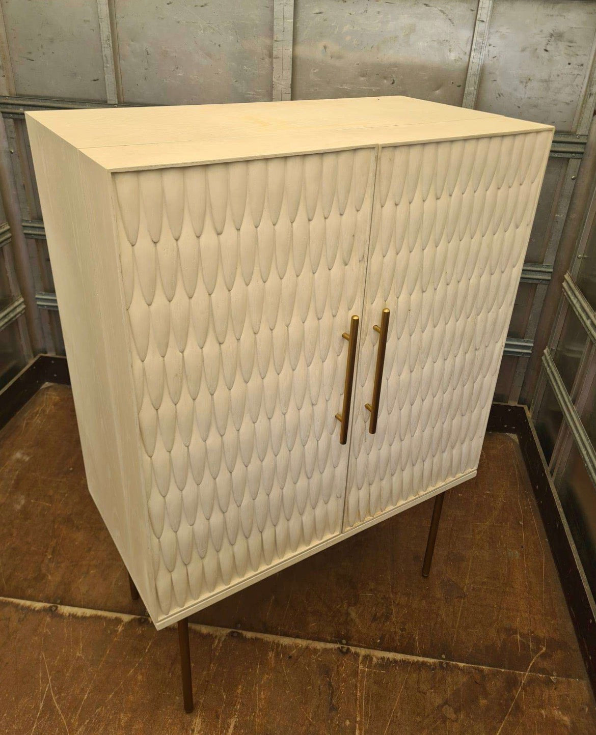 Anthropologie Bethan Gray Feather Collection Cream Bar Cabinet