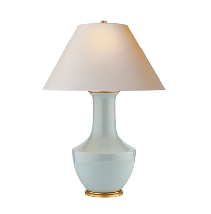 Visual Comfort Ice Blue Lambay Table Lamp with Linen Shade