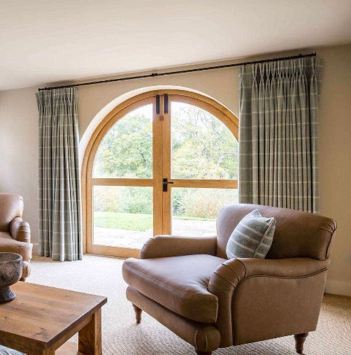 Pair of Blue Checked Curtains
