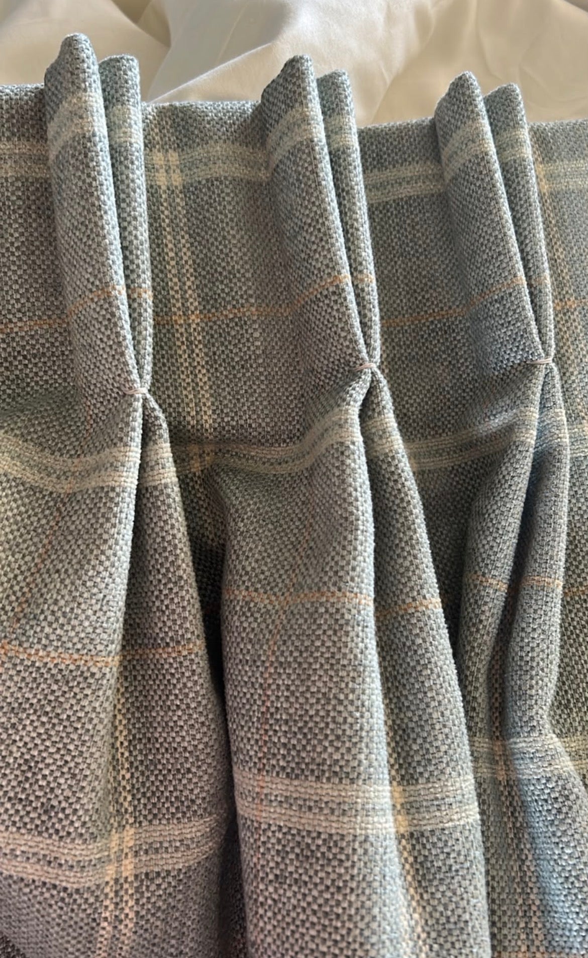 Pair of Blue Checked Curtains