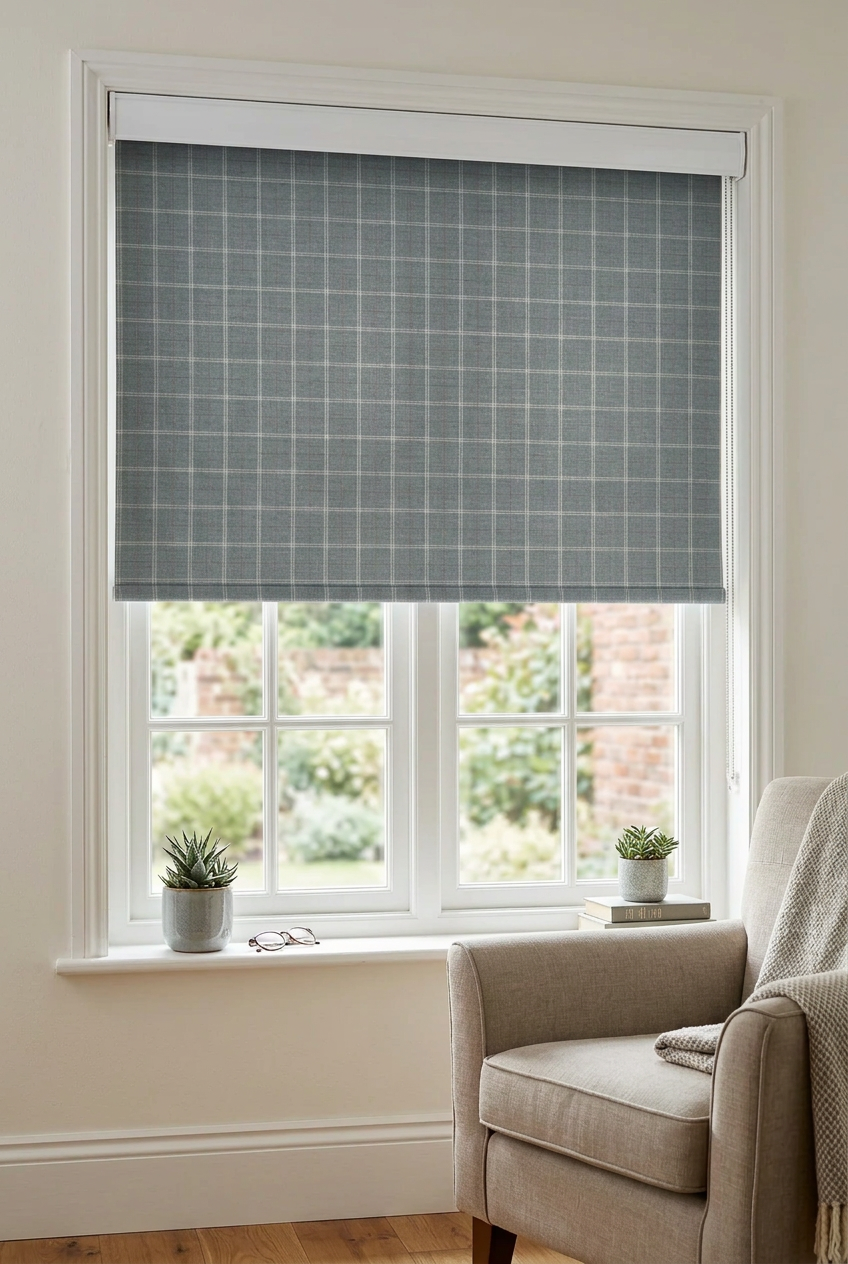 Light Blue Checked Blind