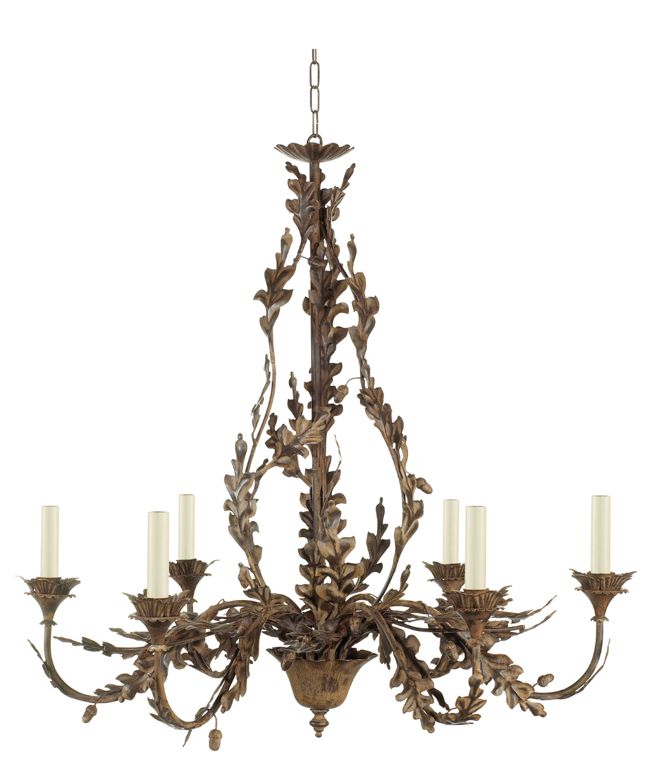 Richard Taylor Designs Oak Leaf and Acorn Chandelier, 6 Arm