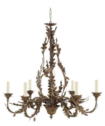 Richard Taylor Designs Oak Leaf and Acorn Chandelier, 6 Arm