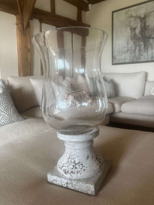 Glass and Stone Hurricane Lamp