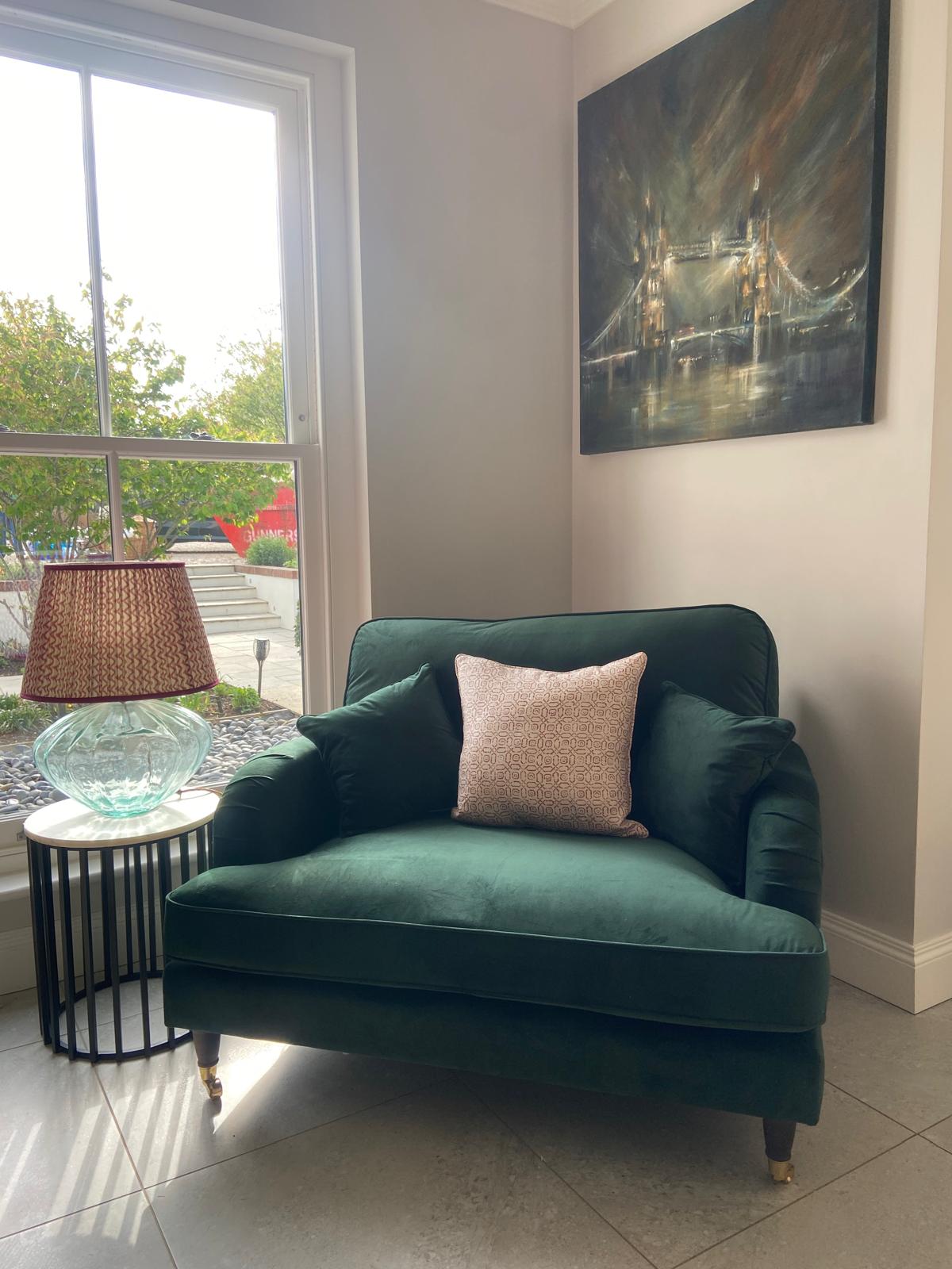 Green Velvet Love Chair