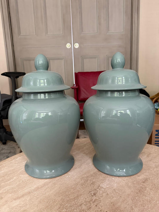 Pair of Modern Chinese-Style Porcelain Temple Jars