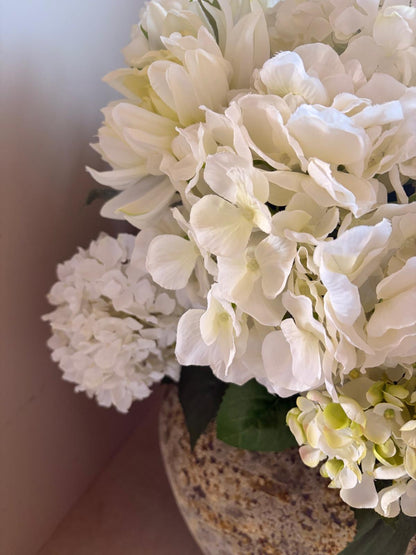 Faux Flower Arrangement in Stone Pot