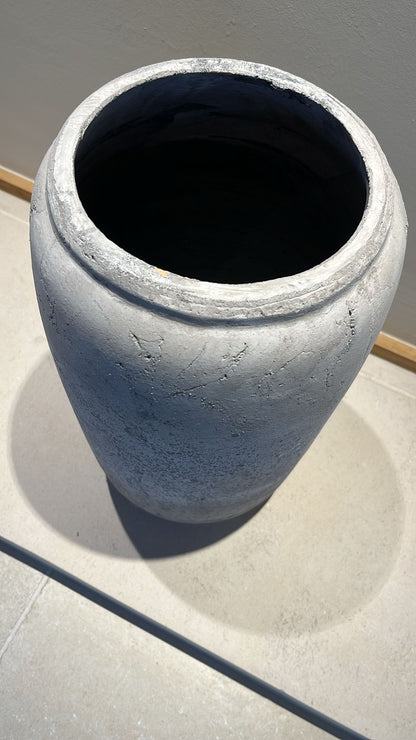 Tall Grey Stone Vase