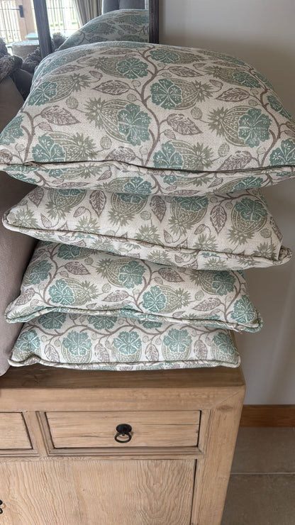 Set of Cushions with Green Flowers