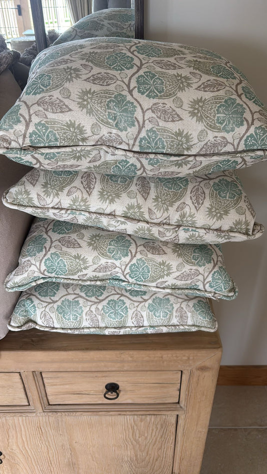 Set of Cushions with Green Flowers