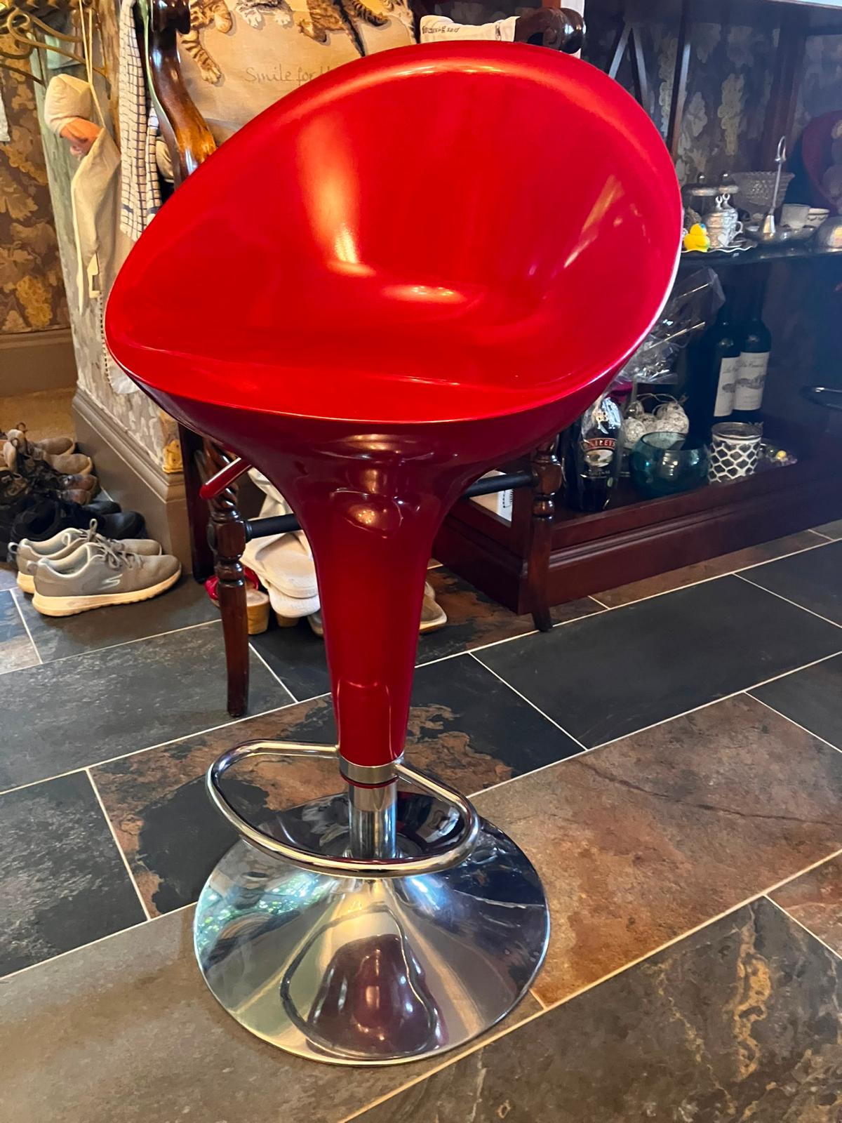 Pair Red Bar Stools