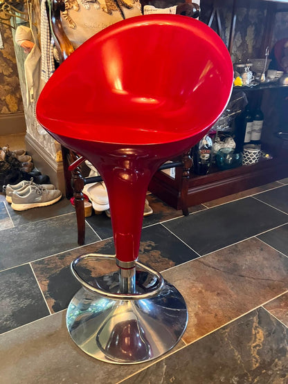Pair Red Bar Stools