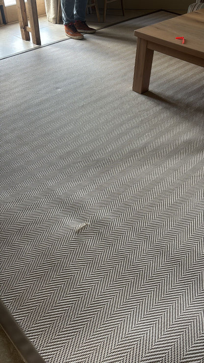 Unnatural Flooring Chevron Rug with Brown Leather Edging